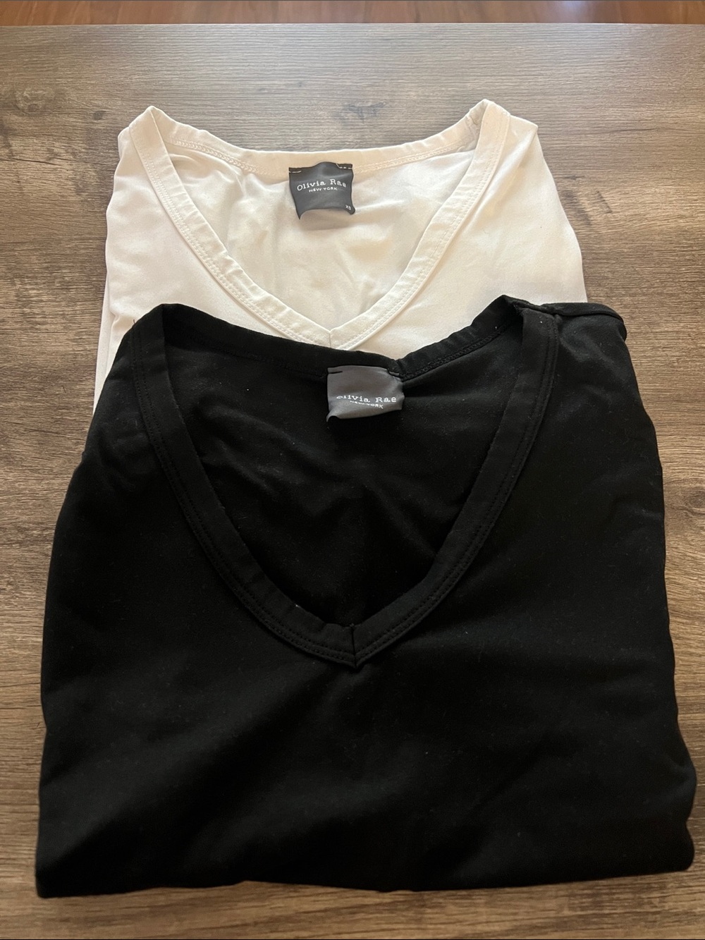 Olivia Rae V-Neck Tee Duo - Black & White